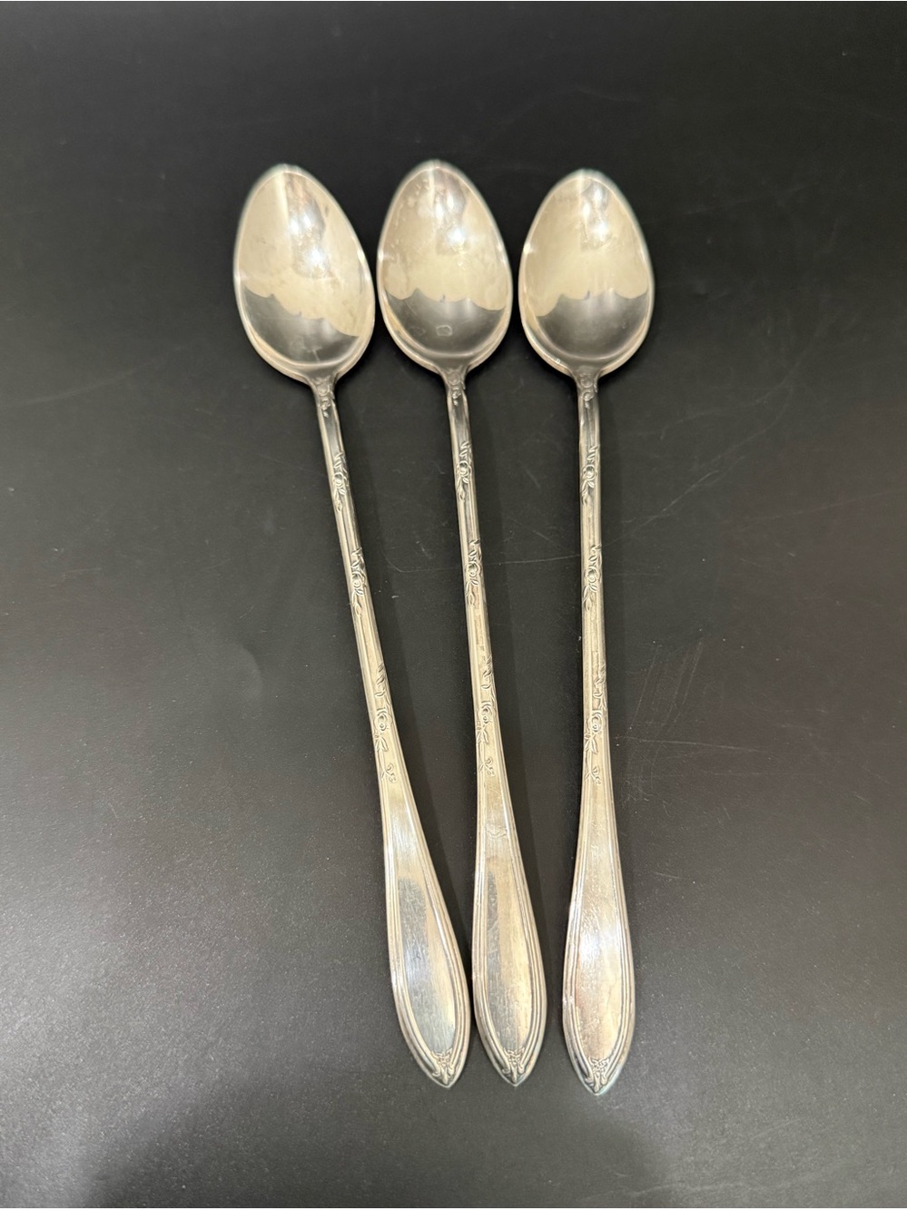 Lot 3 Vintage NEW ENGLAND Rosemary Silver-plate Iced Tea Spoons